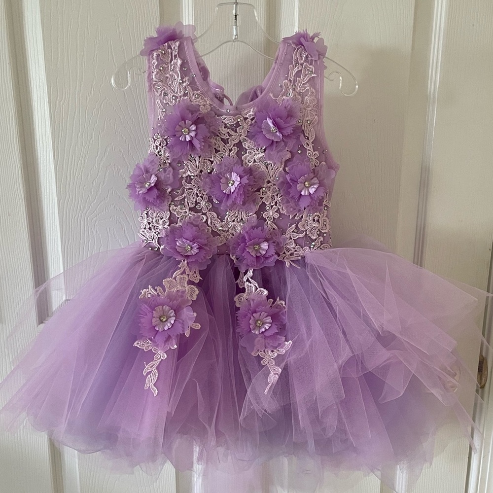 Elegant Purple Floral Kids Formal Dress